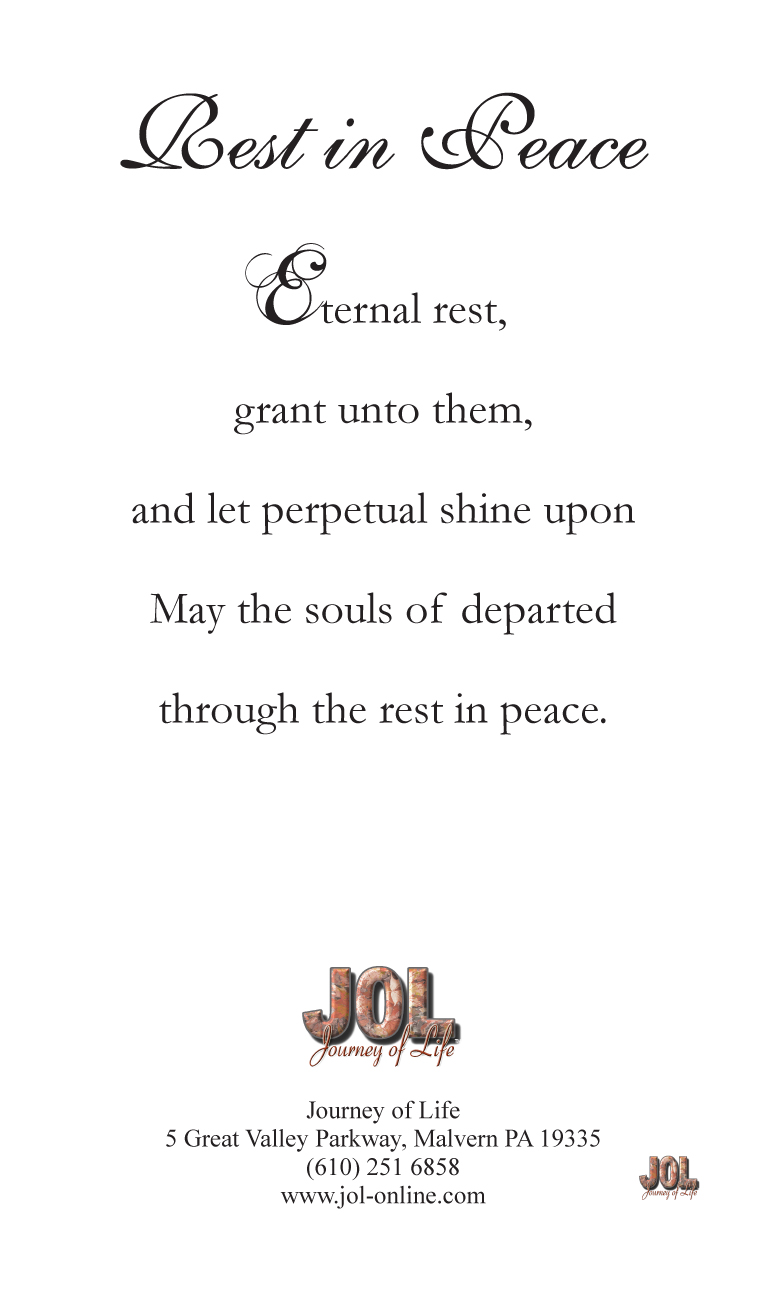 Prayer Card for Funeral